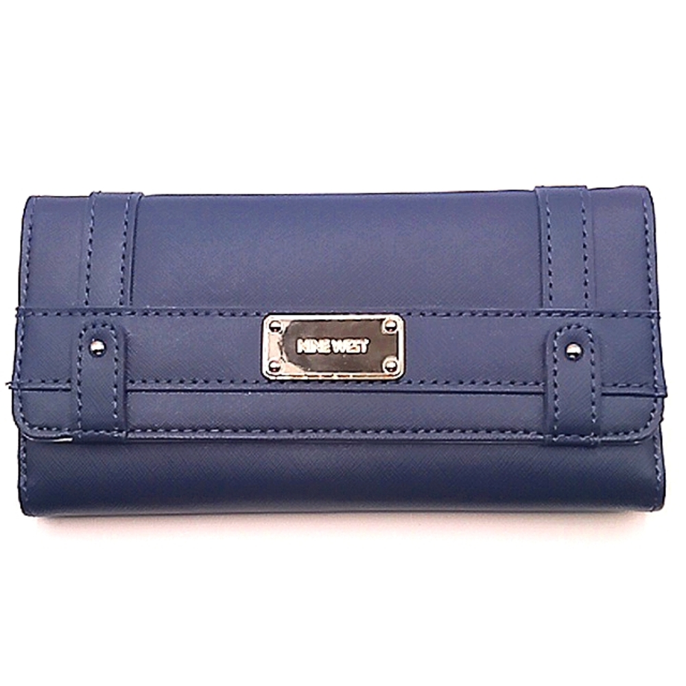 Womens Nine West Navy Blue And Metallic Silver Wallet